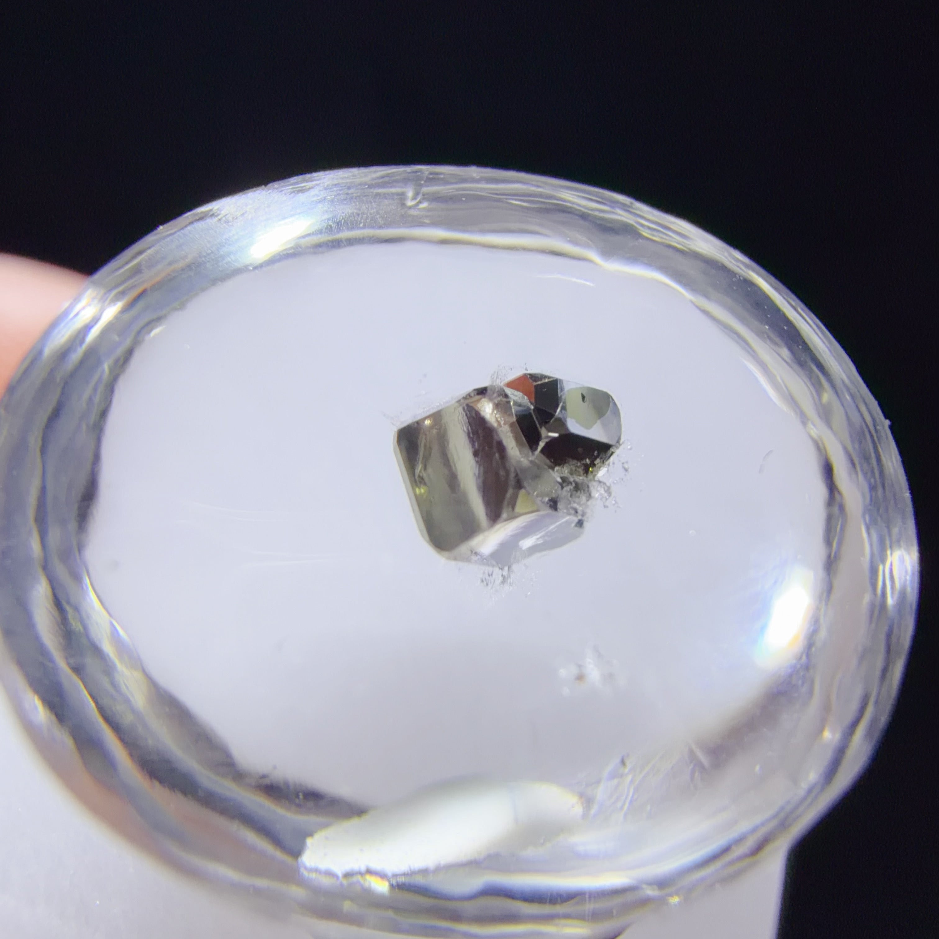 16.6 mm Quartz Cabochon with Prominent Pyrite Inclusion