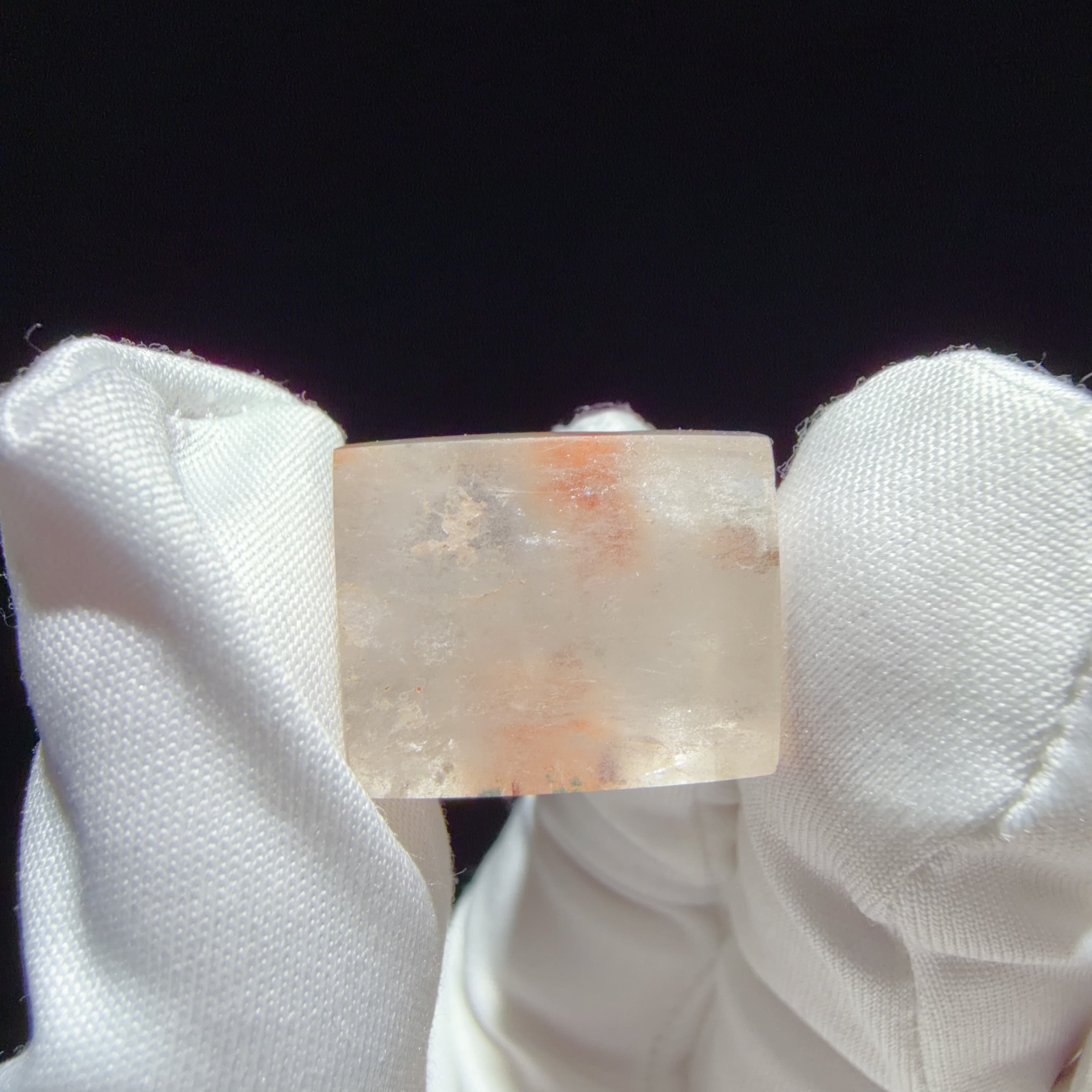 Quartz Point Section with Orange Flower-like Inclusions