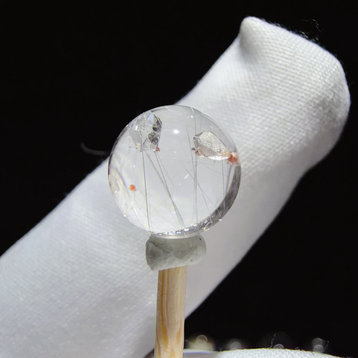 Quartz Bead with Needle-like Inclusions and an Included Crystal 10.1 mm