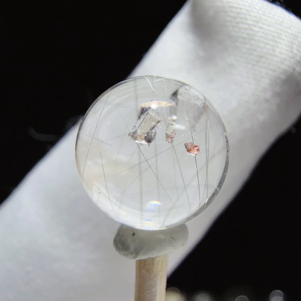 Quartz Bead with Needle-like Inclusions and an Included Crystal 10.1 mm