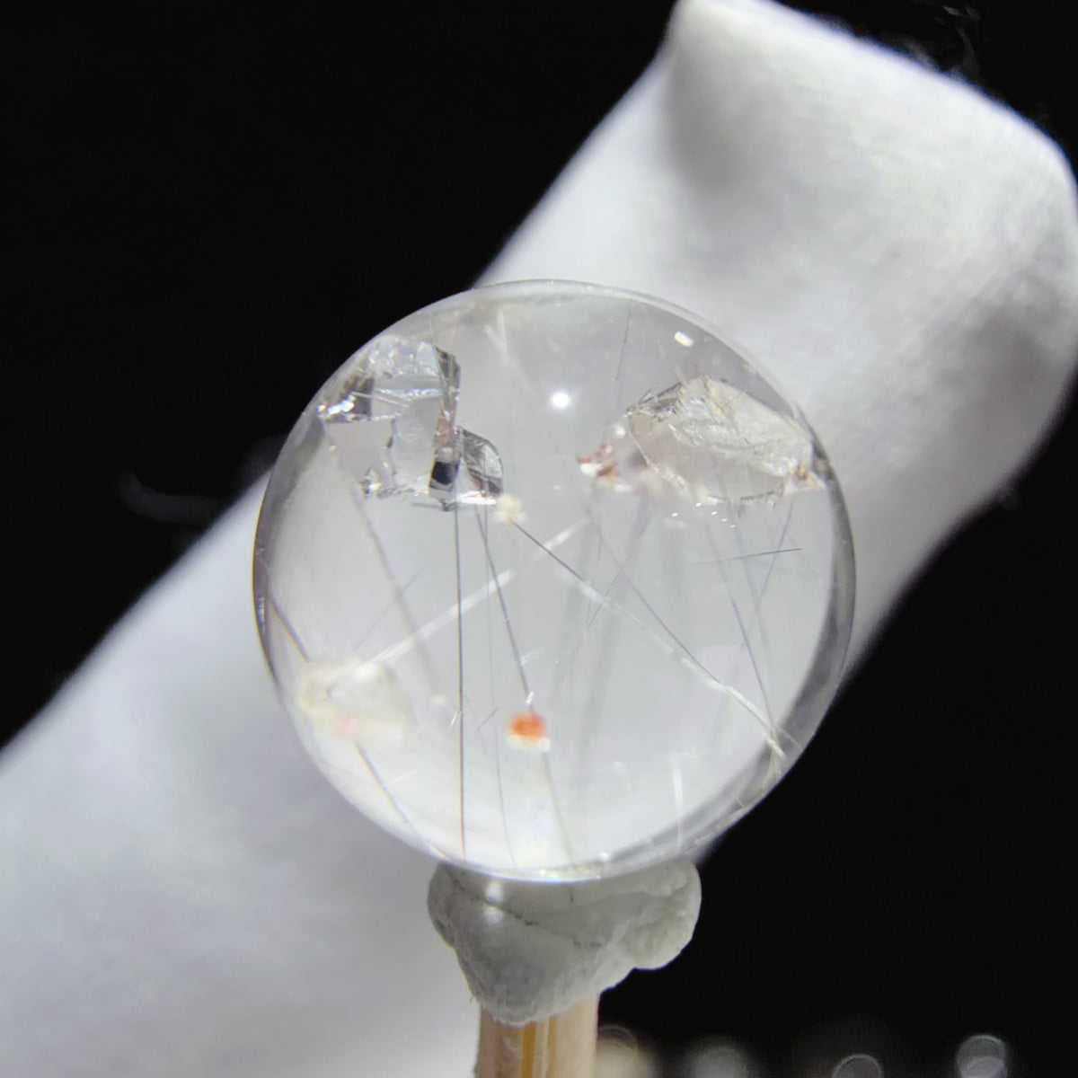 Quartz Bead with Needle-like Inclusions and an Included Crystal 10.1 mm