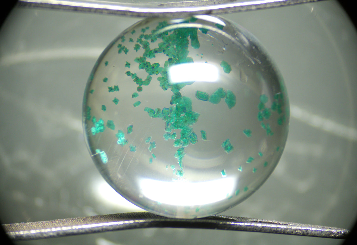 Quartz Bead with Green Chrysocolla Inclusions 11.6 mm