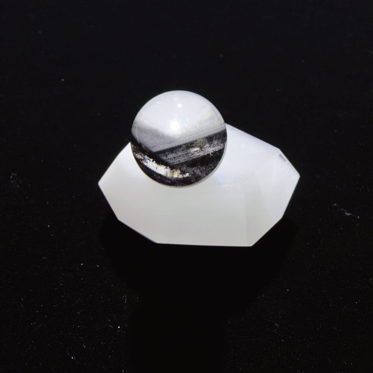 Black Layered Phantom Quartz Bead 14.3 mm