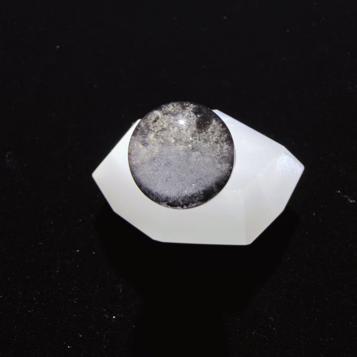 Black Layered Phantom Quartz Bead 14.3 mm