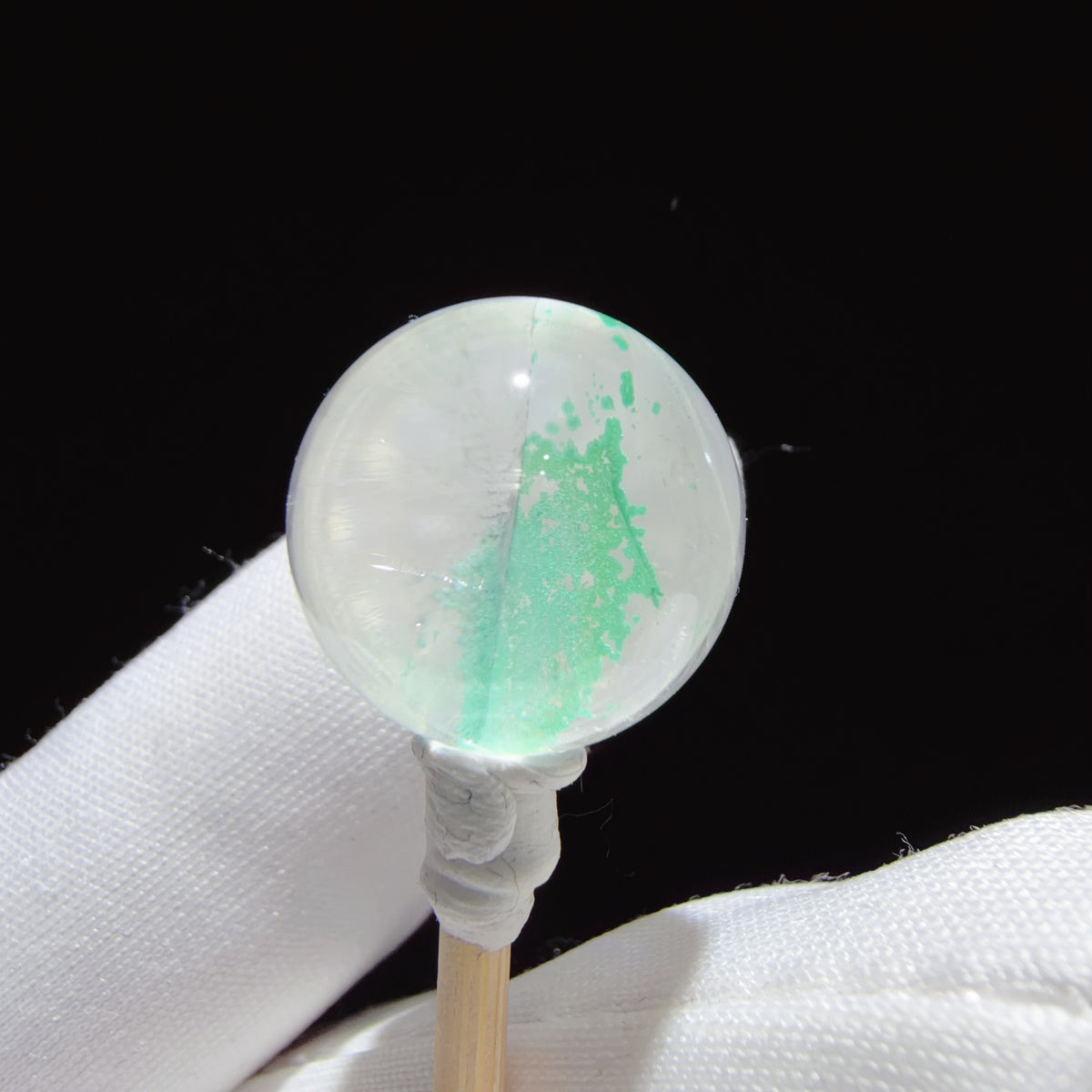 Quartz Bead with Graduated Green Chrysocolla Inclusions 14.8 mm