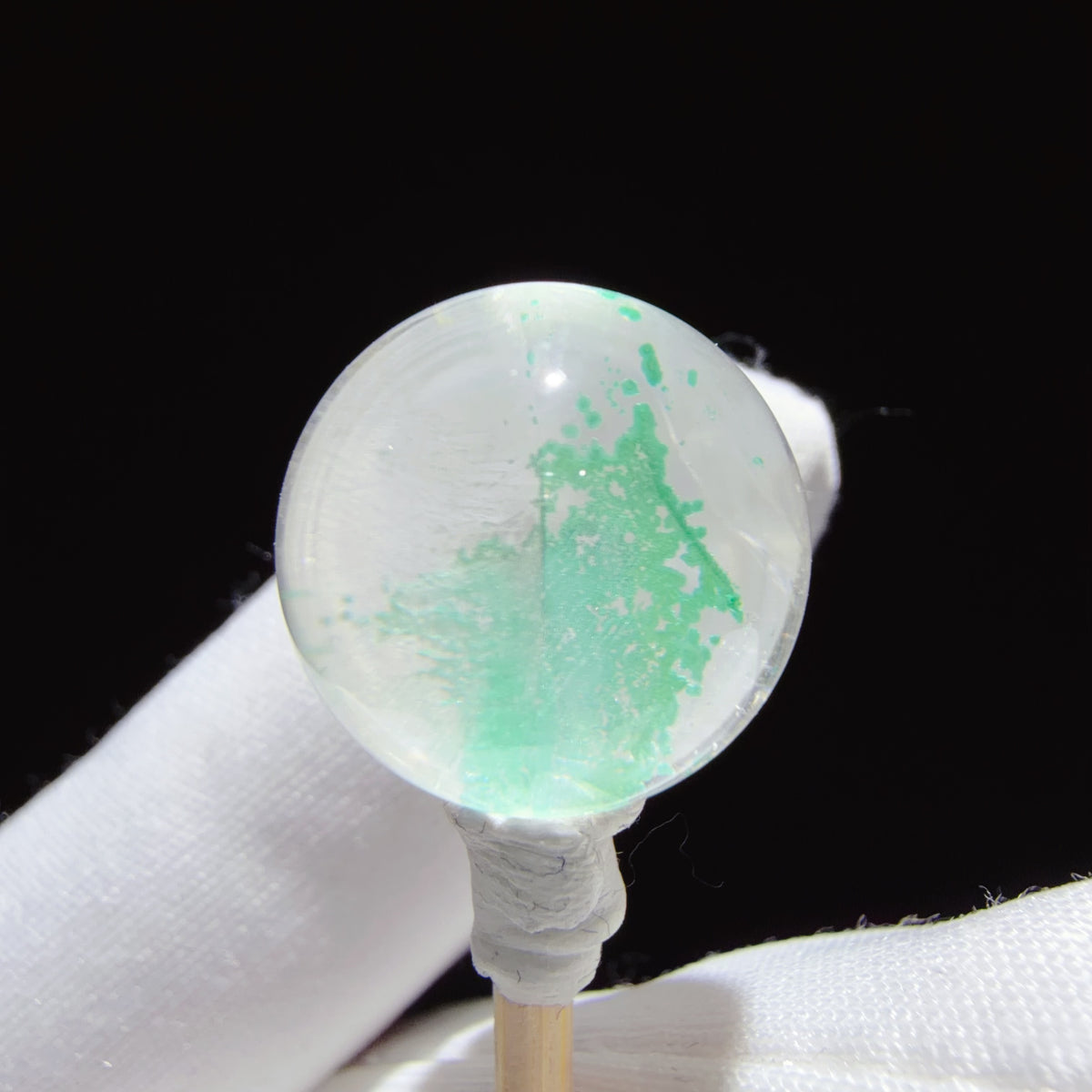 Quartz Bead with Graduated Green Chrysocolla Inclusions 14.8 mm