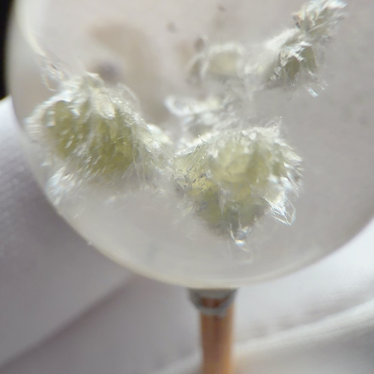 Quartz Bead with Pale Yellow Mica and Fibrous Inclusions 15.5 mm