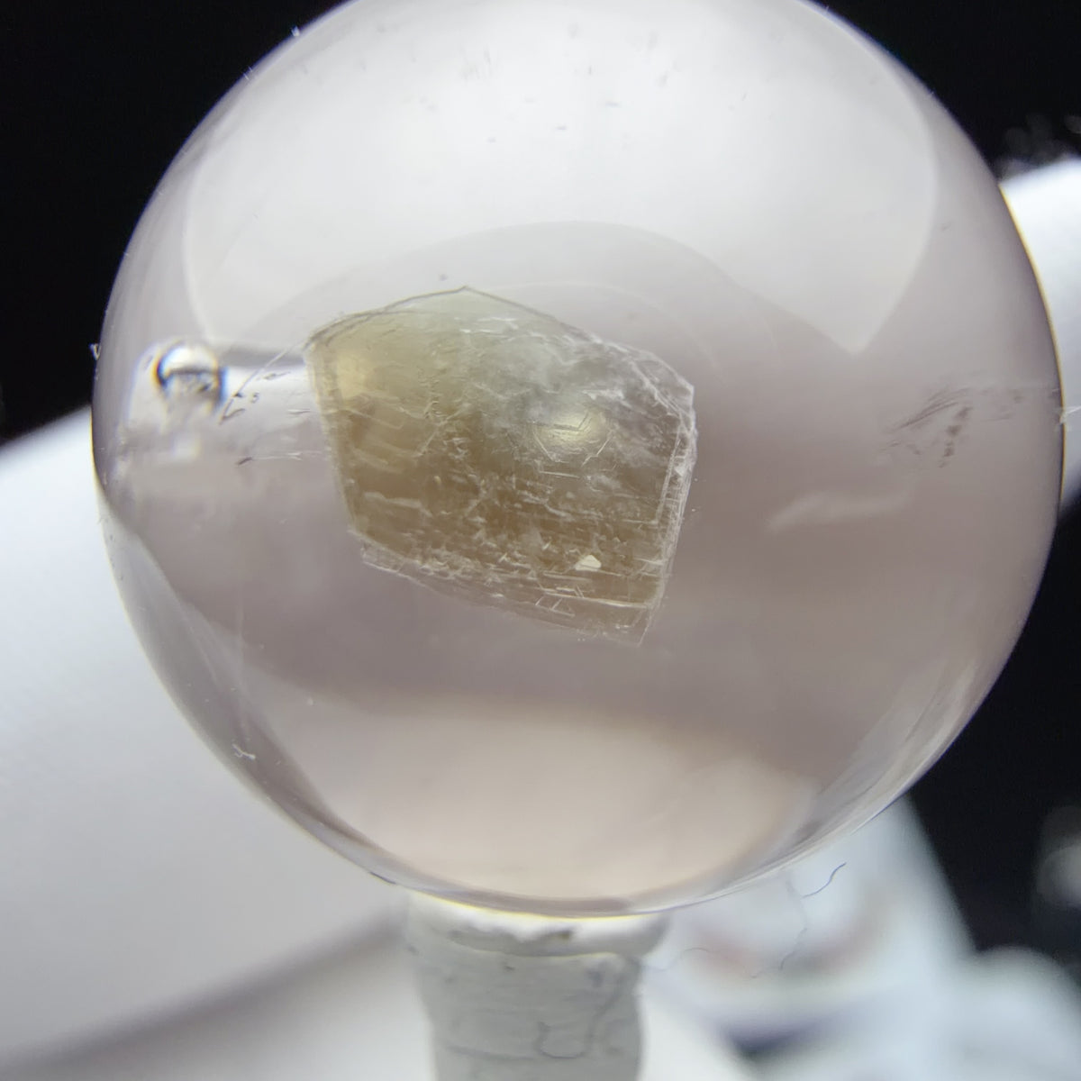 Quartz Enhydro Bead with Mica, Calcite and Halite Inclusions 16.2 mm