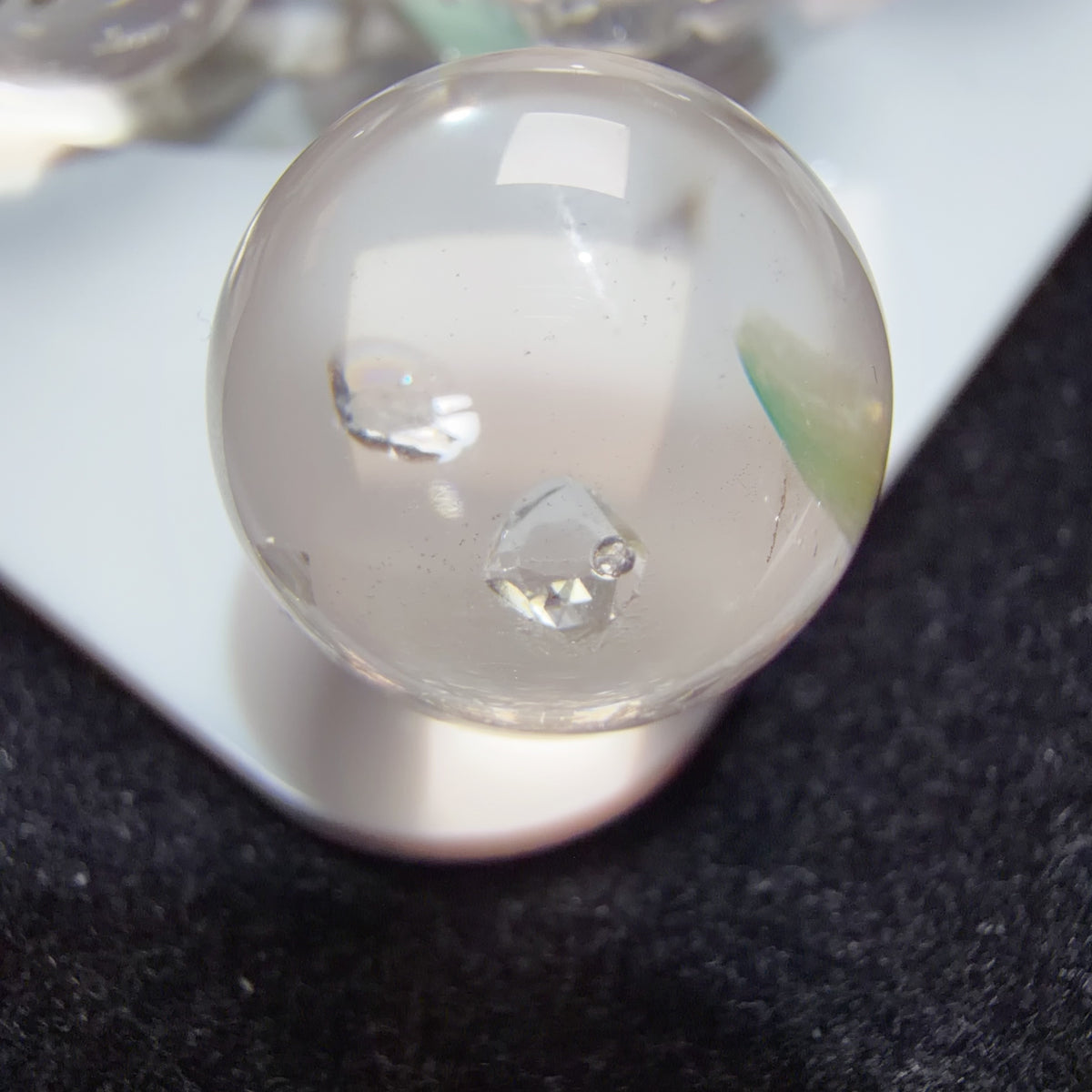 Quartz Enhydro Bead with Mica, Calcite and Halite Inclusions 16.2 mm