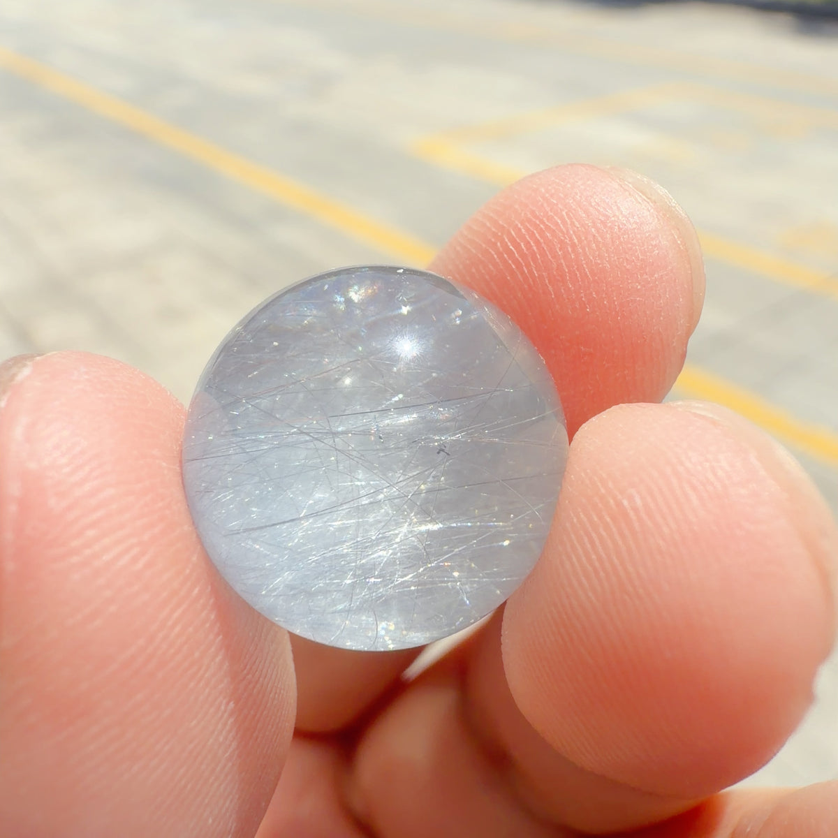 Quartz Bead with Blue Fibrous Inclusions 16.4 mm
