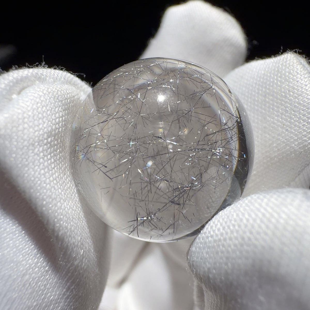 Quartz Bead with Stibnite Inclusions 18.6 mm