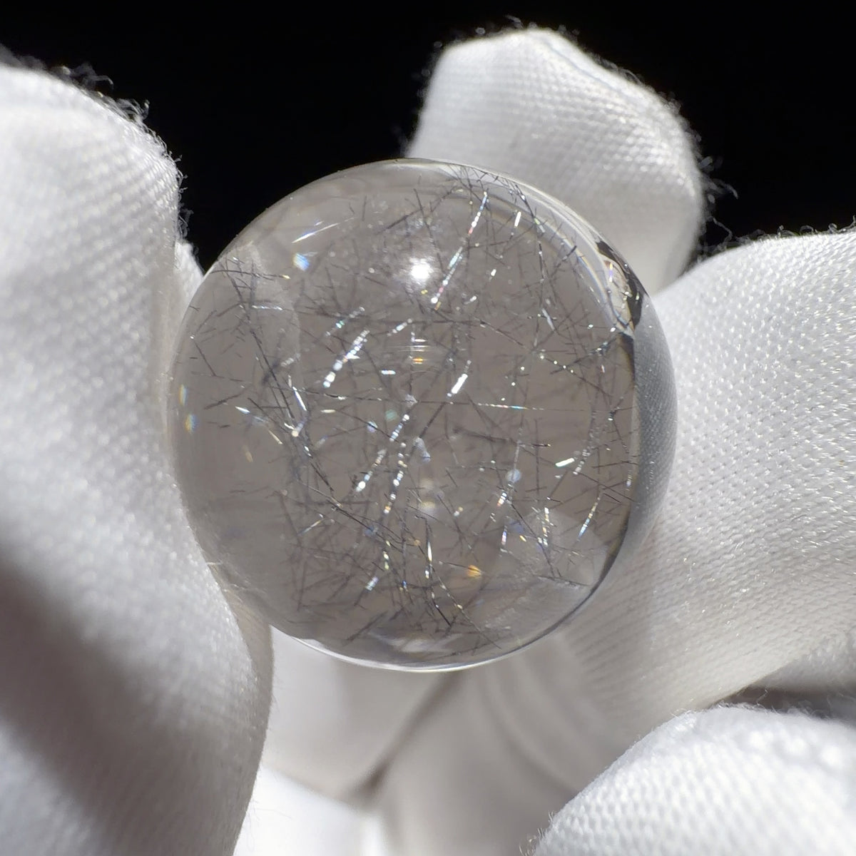 Quartz Bead with Stibnite Inclusions 18.6 mm