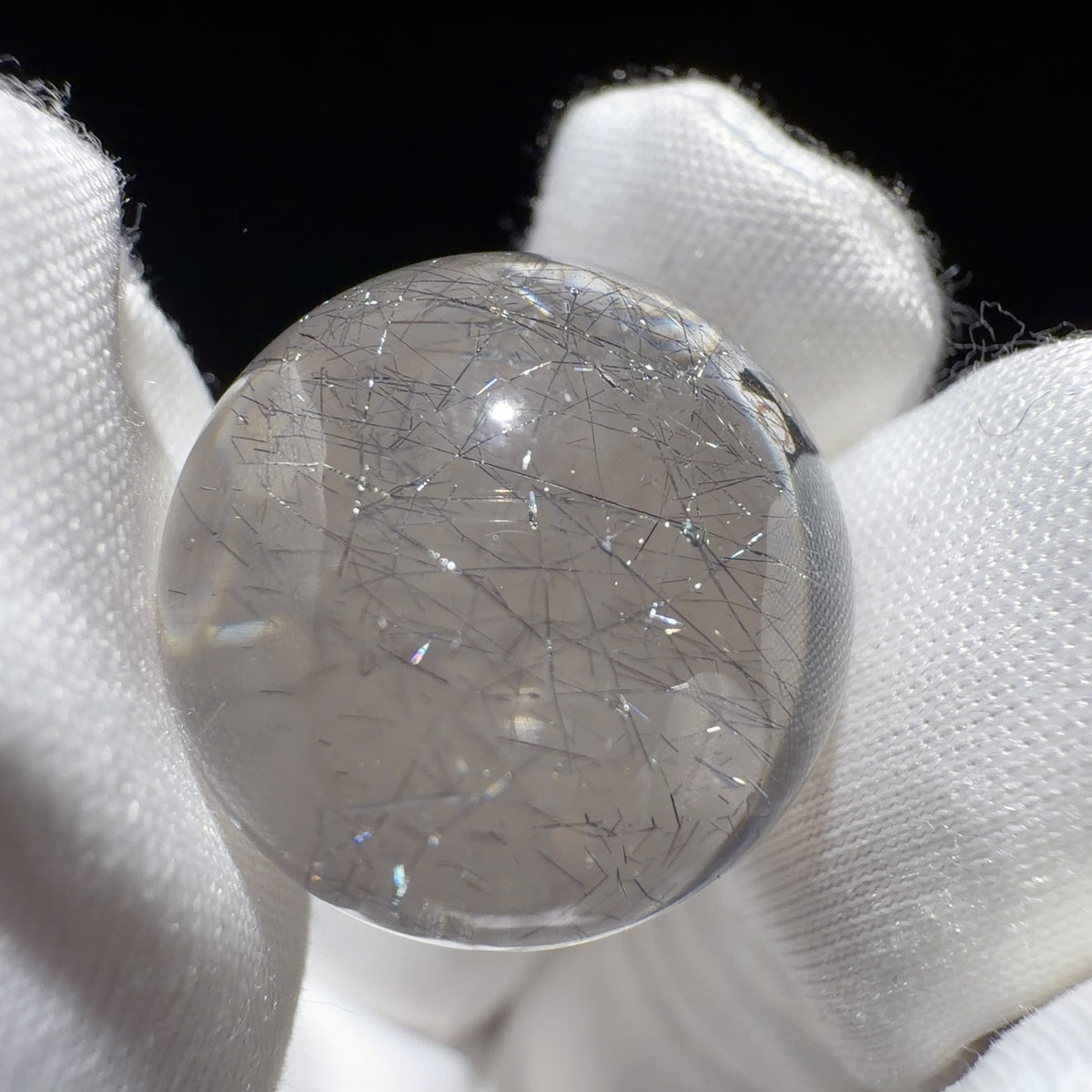 Quartz Bead with Stibnite Inclusions 18.6 mm