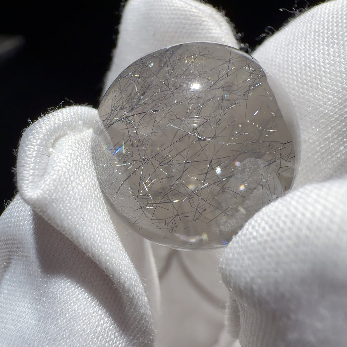 Quartz Bead with Stibnite Inclusions 18.6 mm