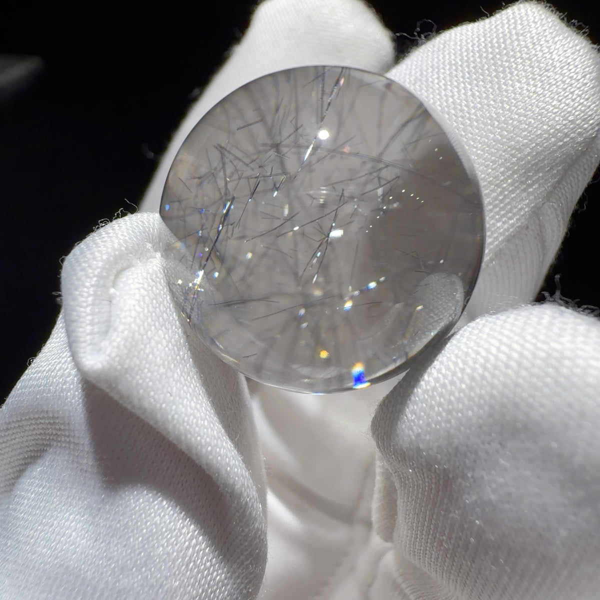 Quartz Bead with Stibnite Inclusions 18.6 mm