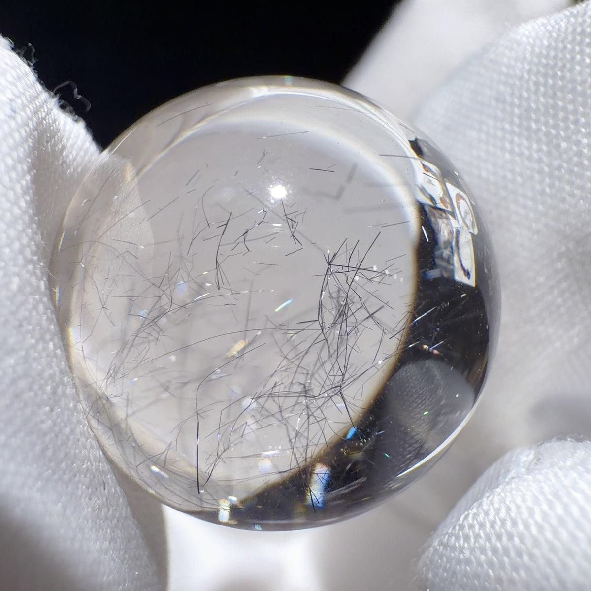Quartz Bead with Stibnite Inclusions 20.2 mm