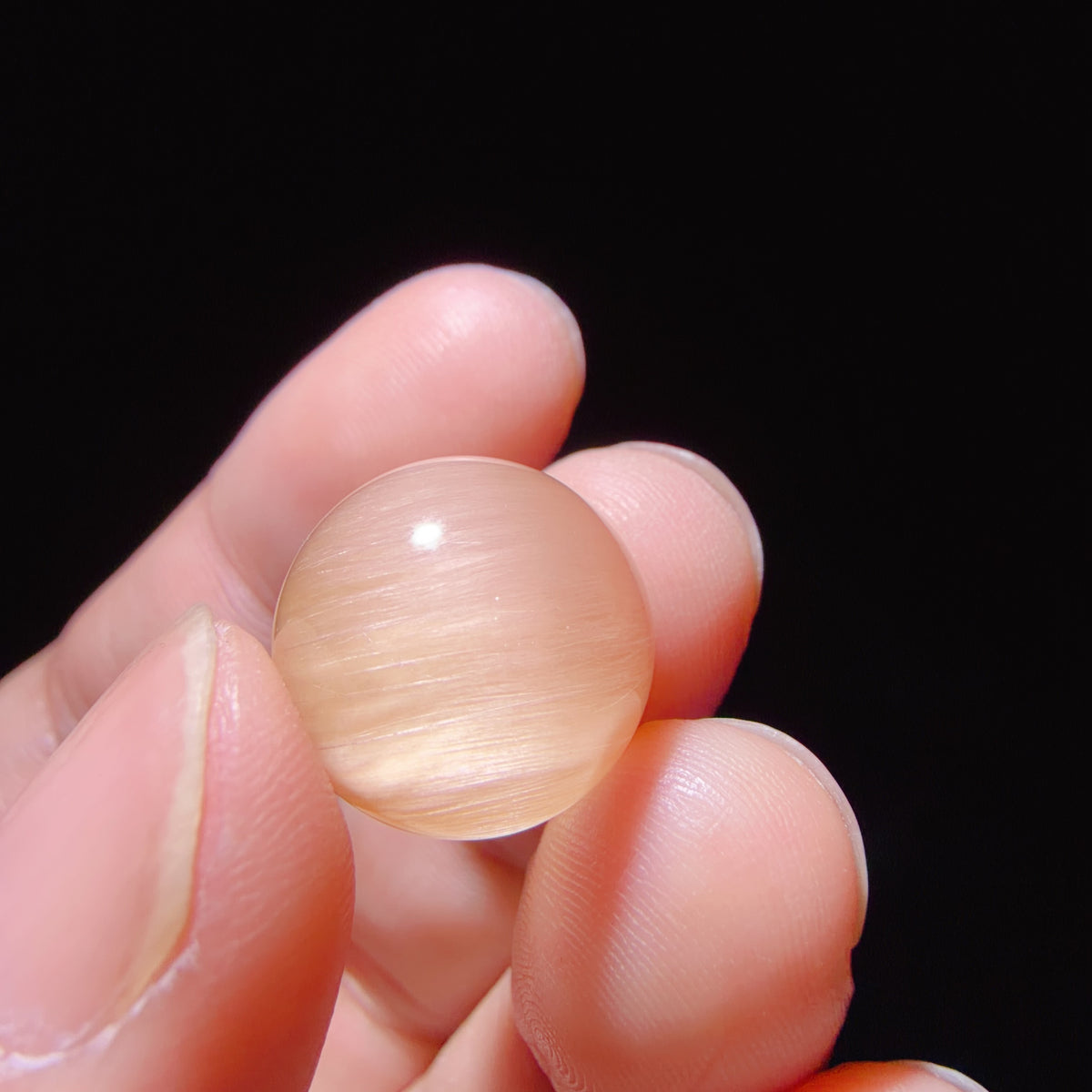 Quartz Bead with Pink Fibrous Inclusions and Bowl-shaped Phantom Growth 14.9 mm