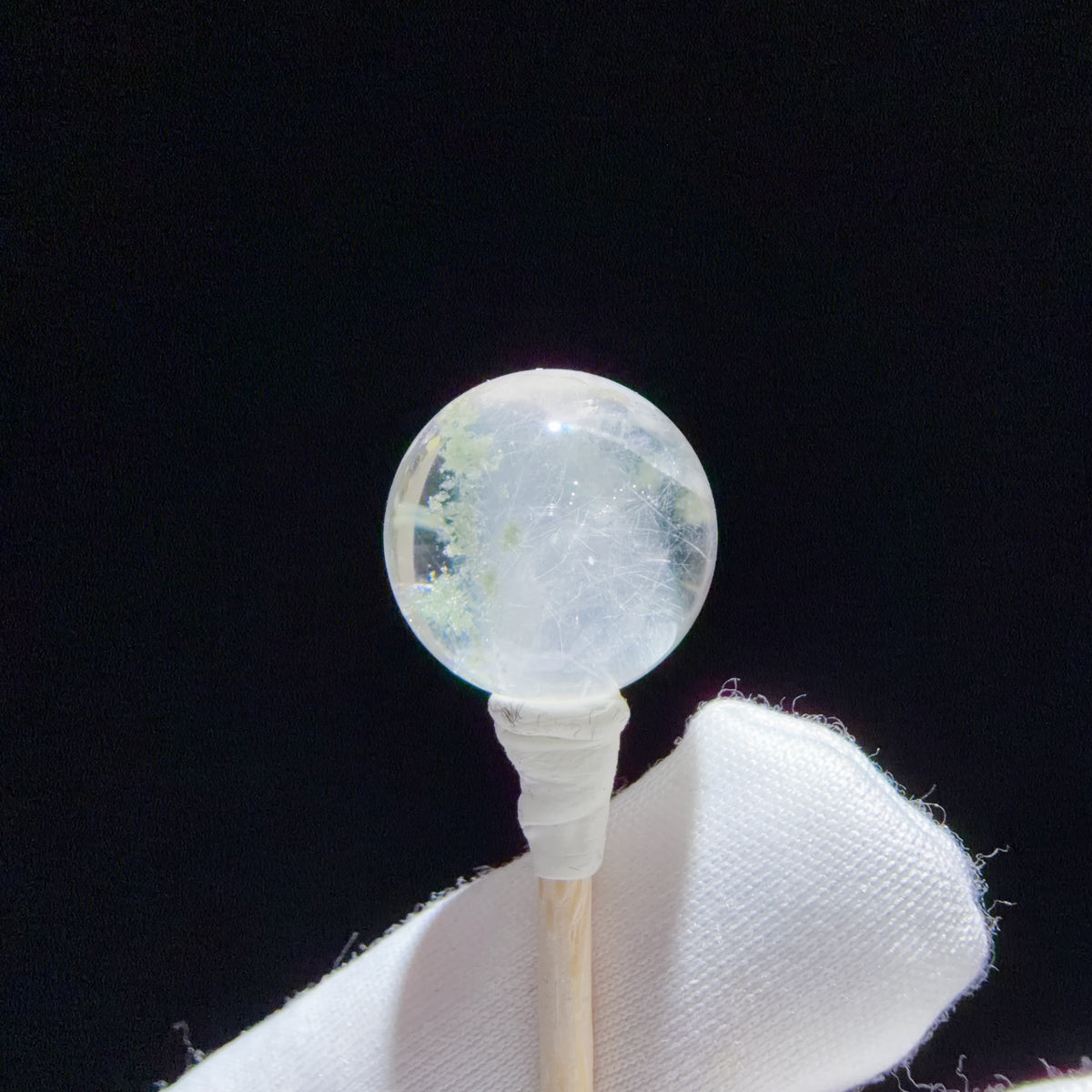 Quartz Bead with Fibrous Inclusions and Phantom Growth 13.7 mm