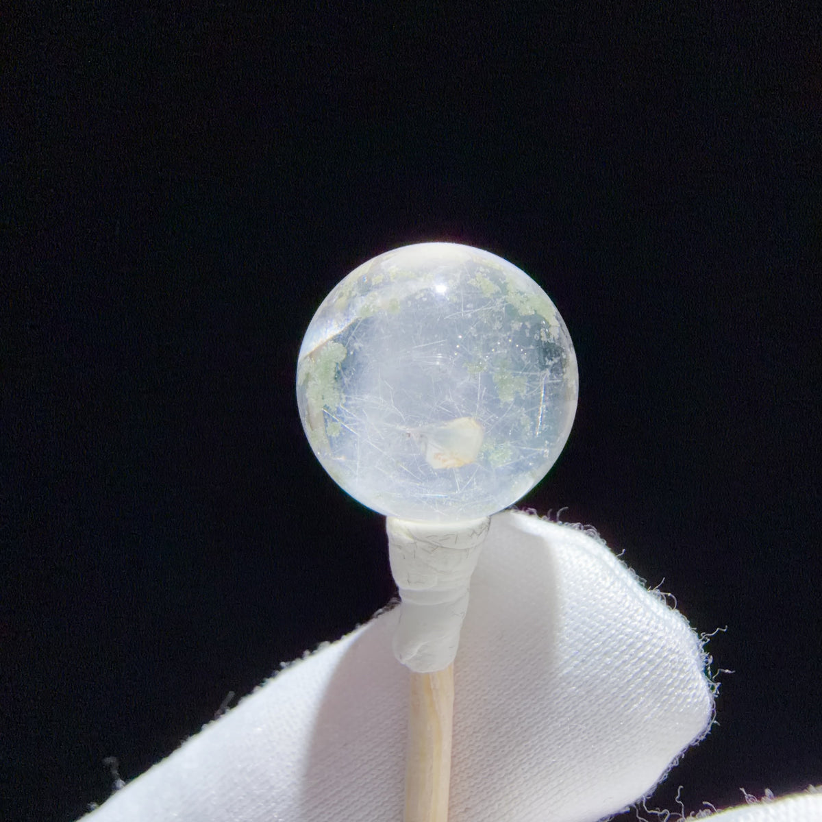 Quartz Bead with Fibrous Inclusions and Phantom Growth 13.7 mm
