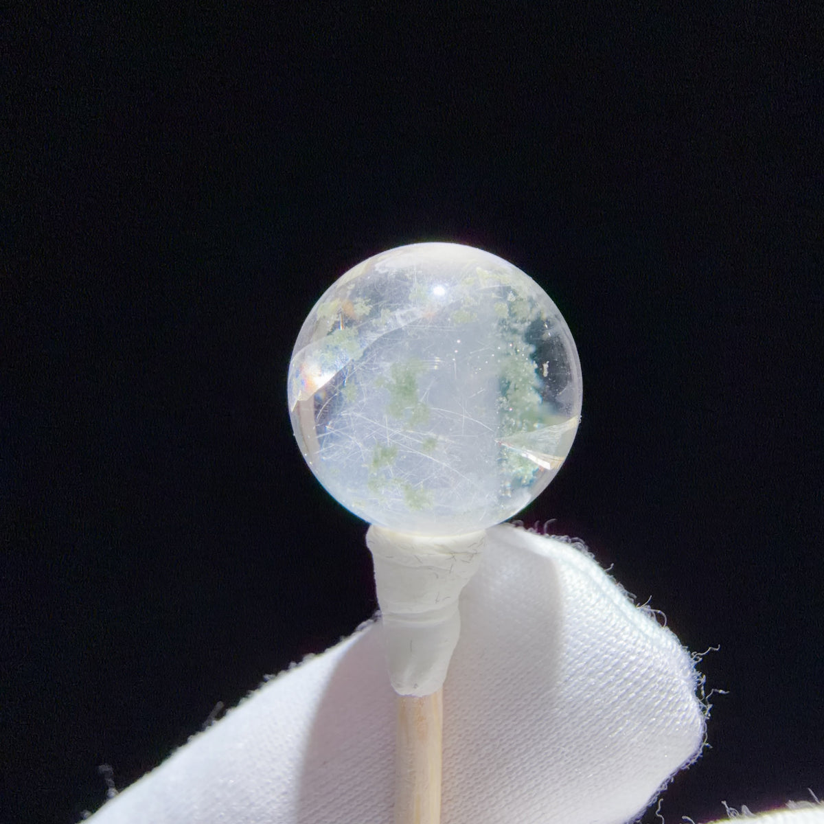 Quartz Bead with Fibrous Inclusions and Phantom Growth 13.7 mm