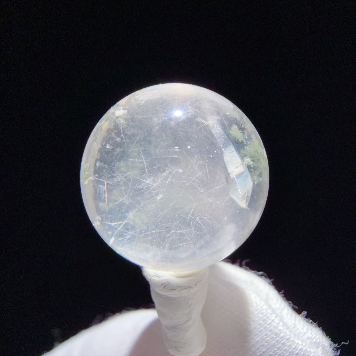 Quartz Bead with Fibrous Inclusions and Phantom Growth 13.7 mm