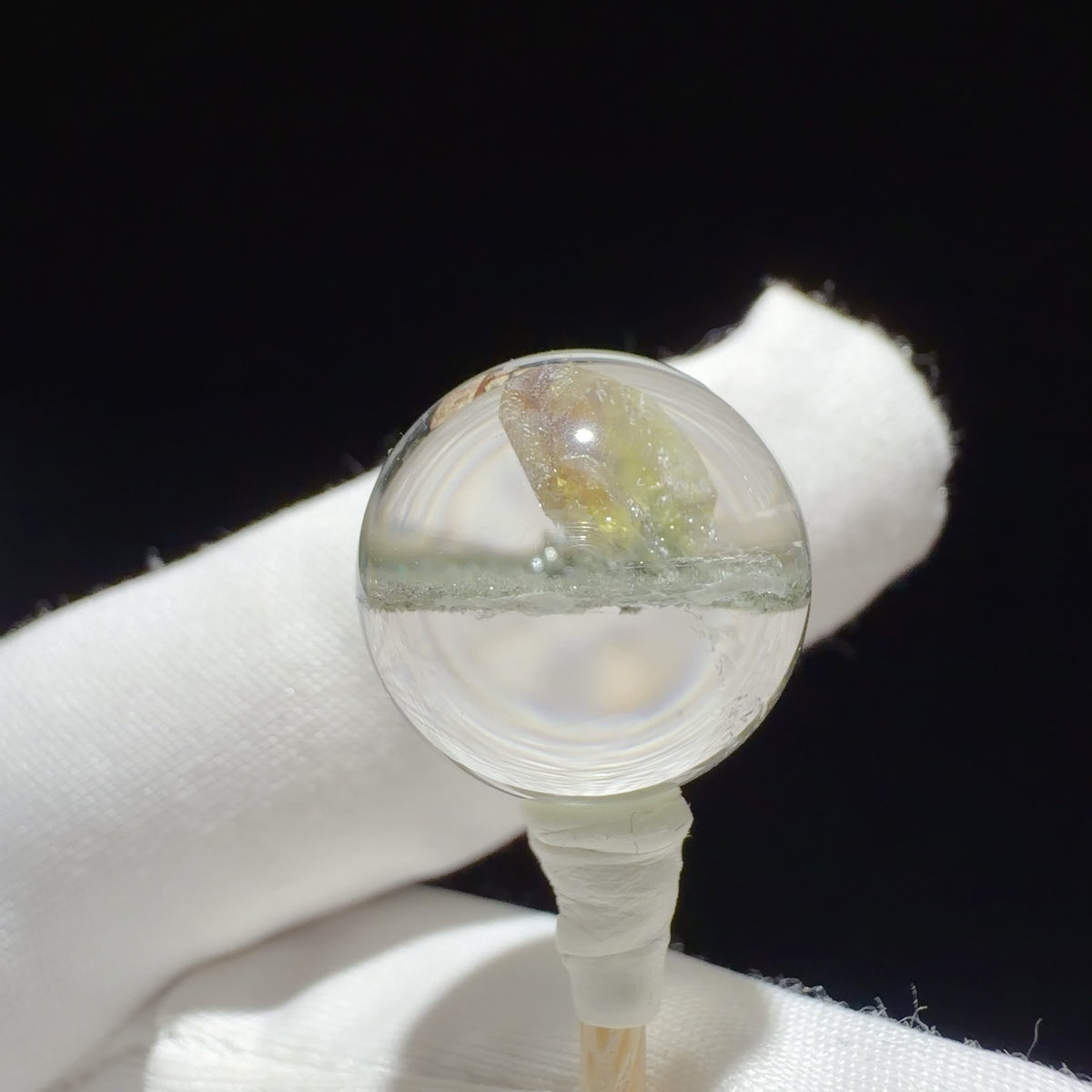 Quartz Bead with Titanite and Phantom Inclusions 15.4 mm