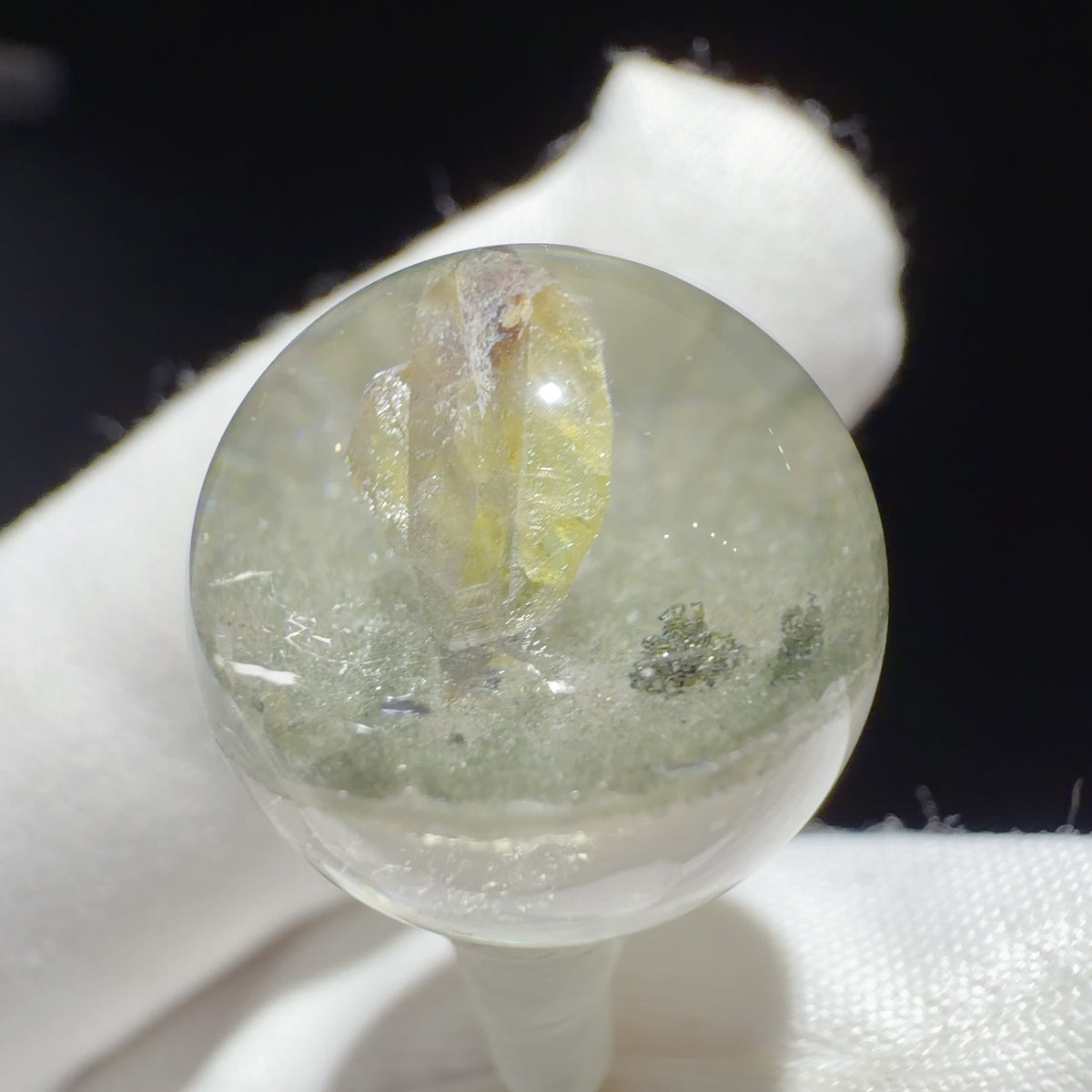 Quartz Bead with Titanite and Phantom Inclusions 15.4 mm