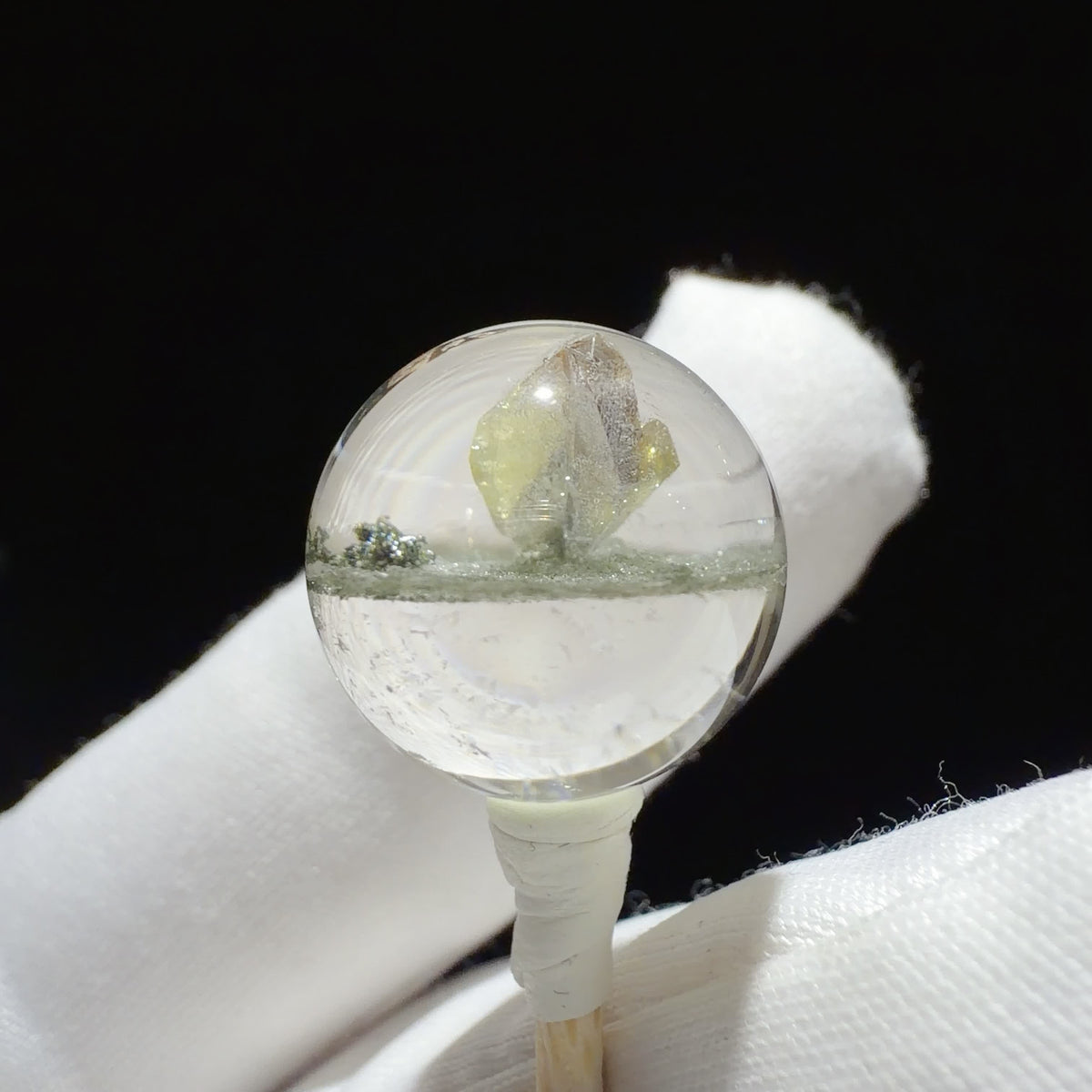 Quartz Bead with Titanite and Phantom Inclusions 15.4 mm