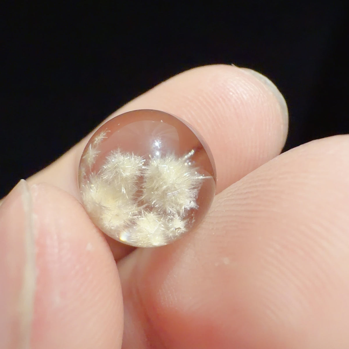 Quartz Bead with Pale Golden Fibrous Inclusions 10.9 mm