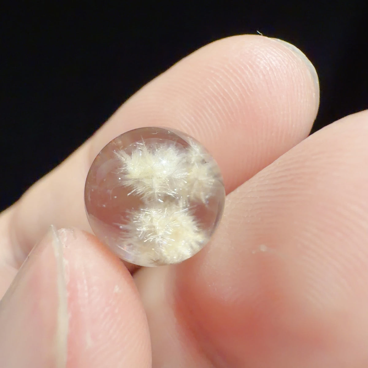 Quartz Bead with Pale Golden Fibrous Inclusions 10.9 mm