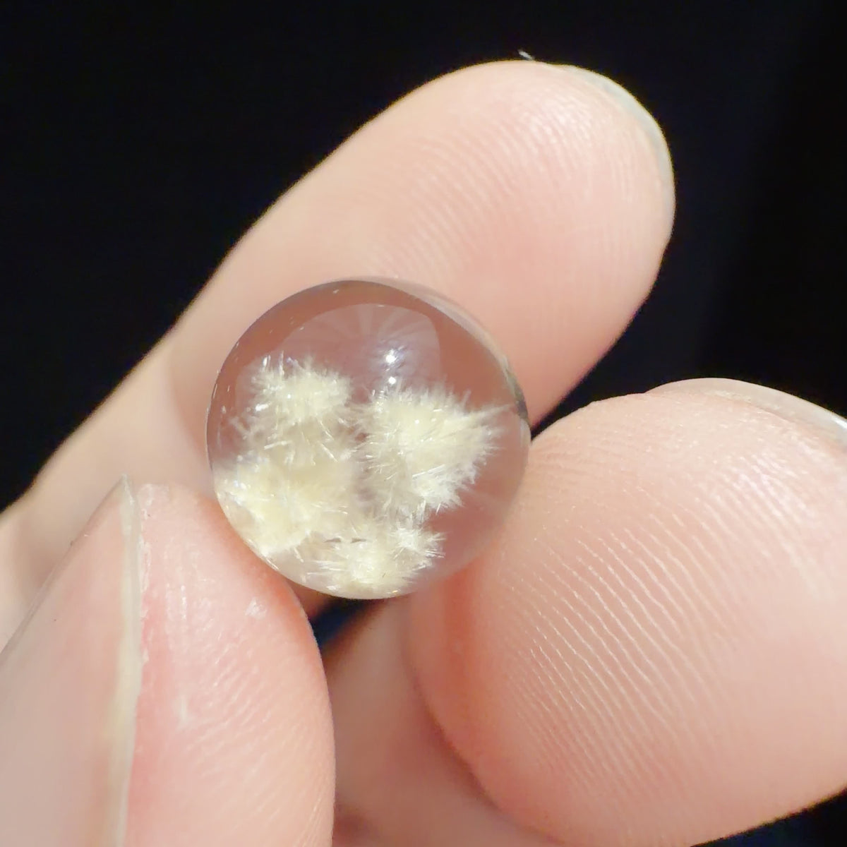 Quartz Bead with Pale Golden Fibrous Inclusions 10.9 mm