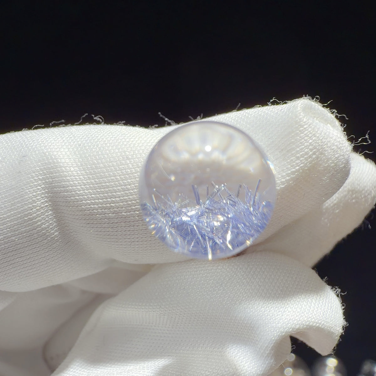 Quartz Bead with Dumortierite and Needle-like Inclusions 10.6 mm