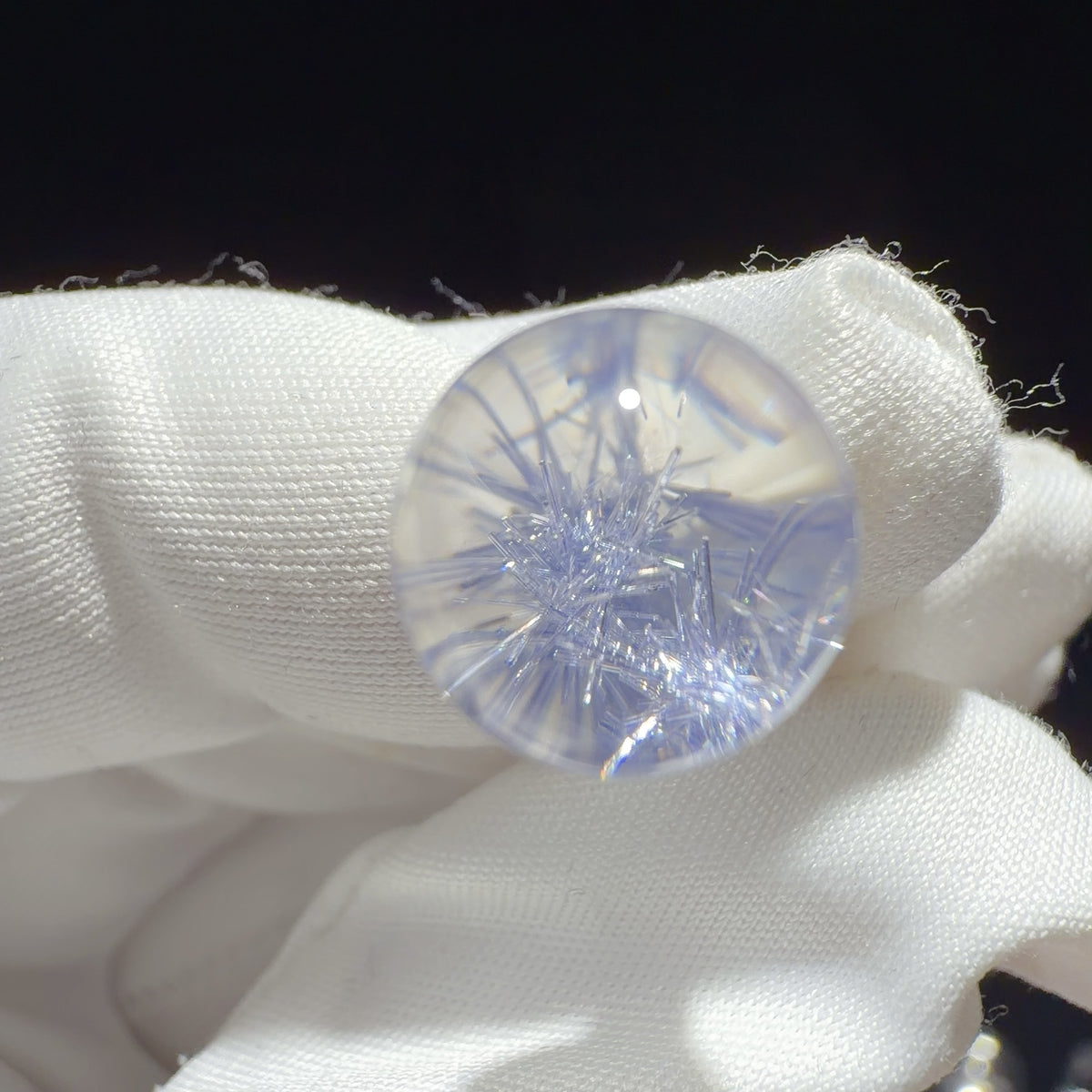 Quartz Bead with Dumortierite and Needle-like Inclusions 10.6 mm