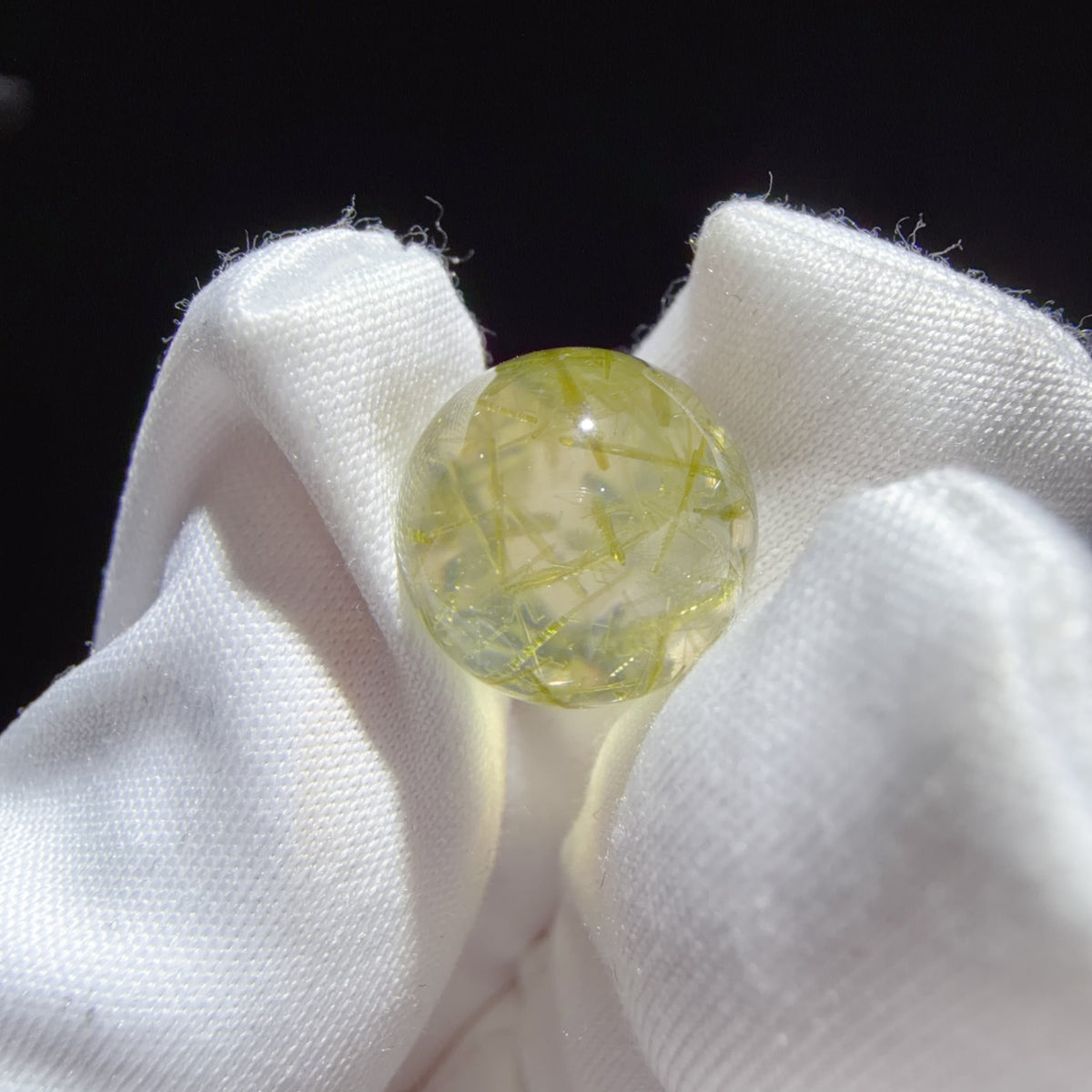 Quartz Bead with Epidote and Fibrous Inclusions 12 mm
