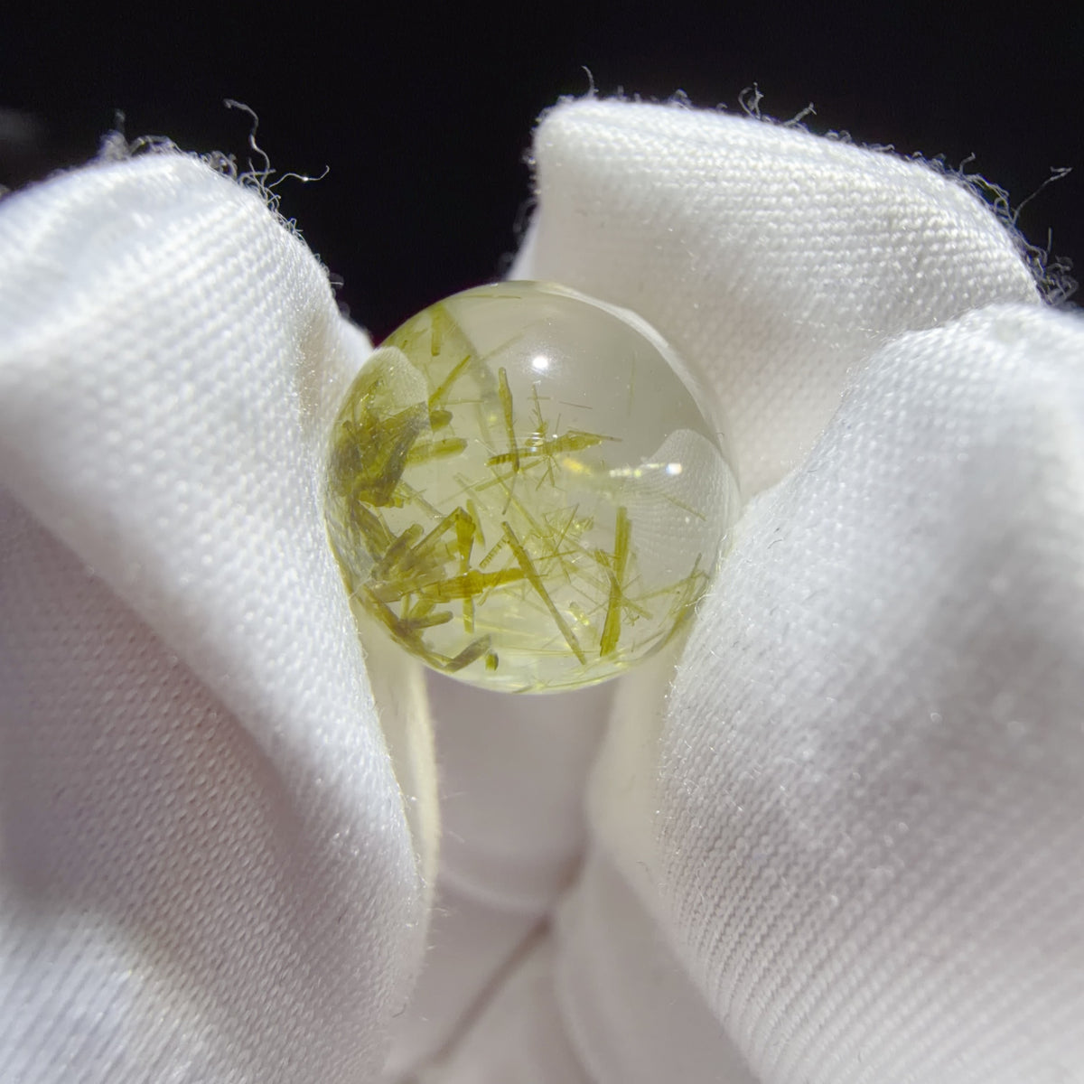 Quartz Bead with Epidote and Fibrous Inclusions 12 mm