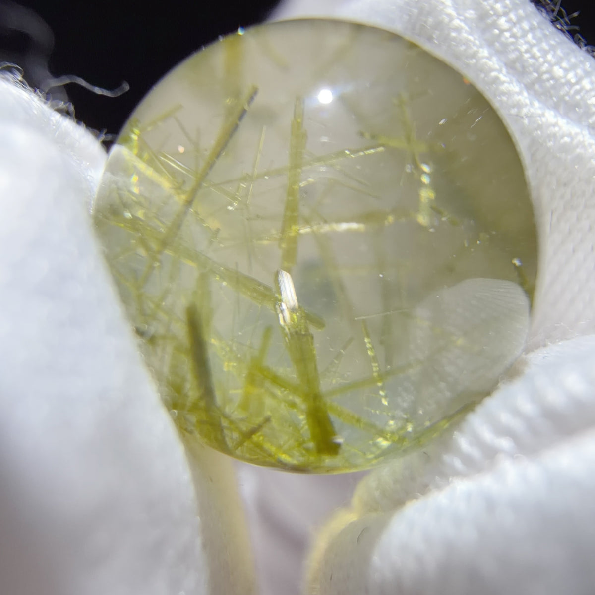 Quartz Bead with Epidote and Fibrous Inclusions 12 mm