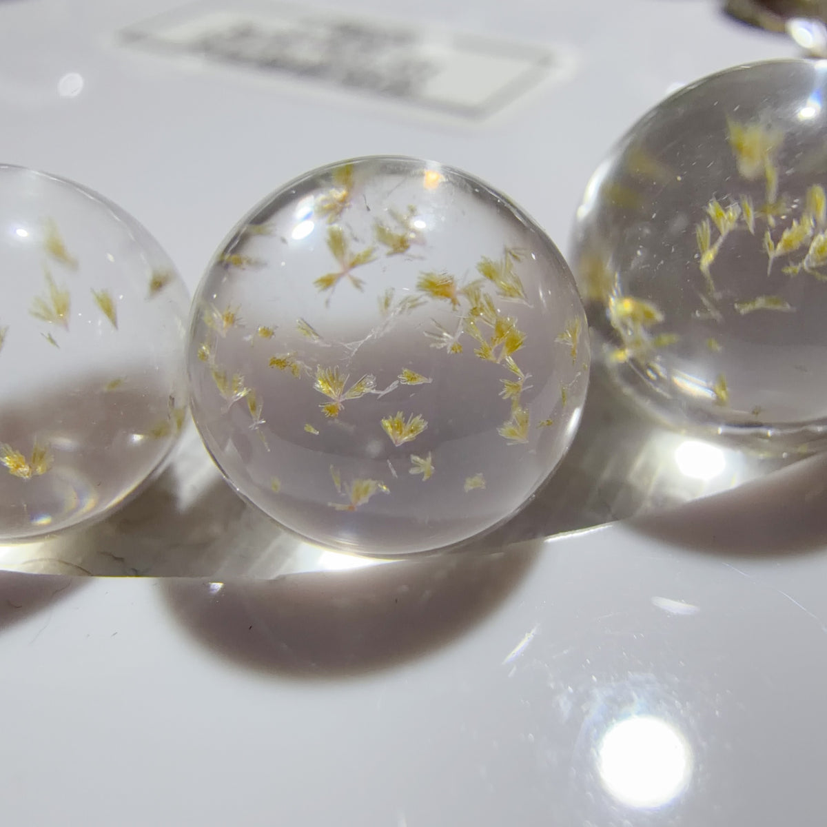 Quartz Bead with Epidote Inclusions 10-12 mm