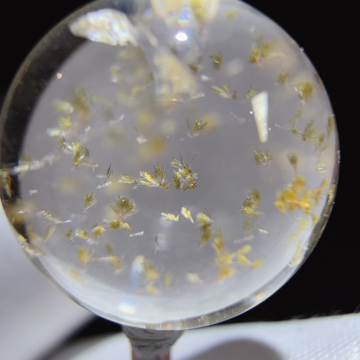 Quartz Bead with Epidote Inclusions 16.2 mm