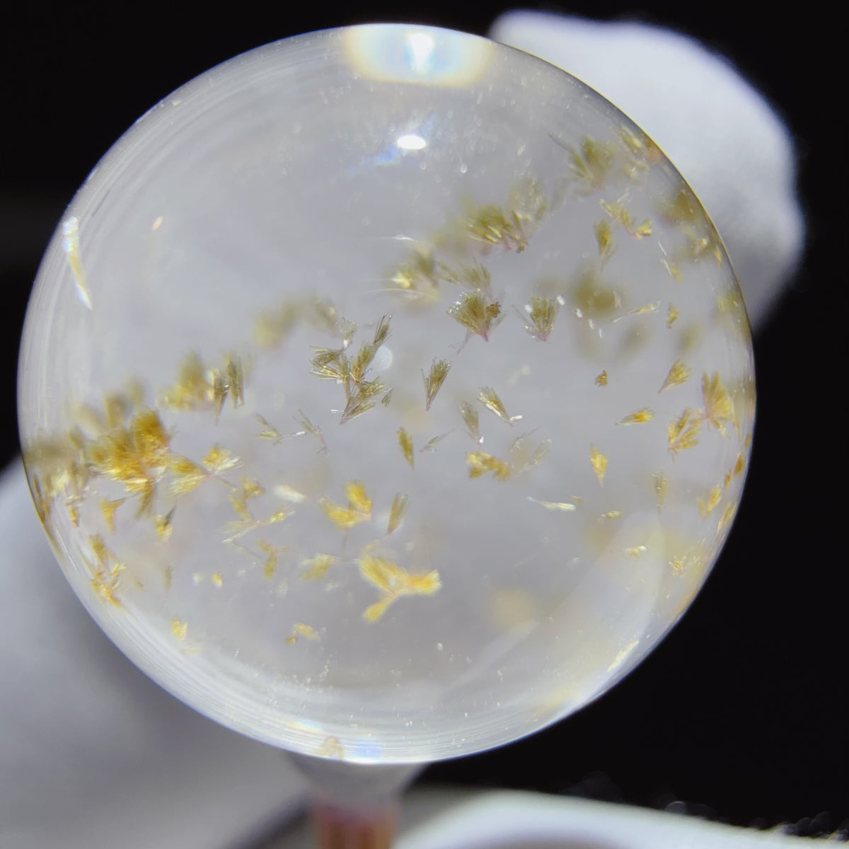 Quartz Bead with Epidote Inclusions 16.2 mm