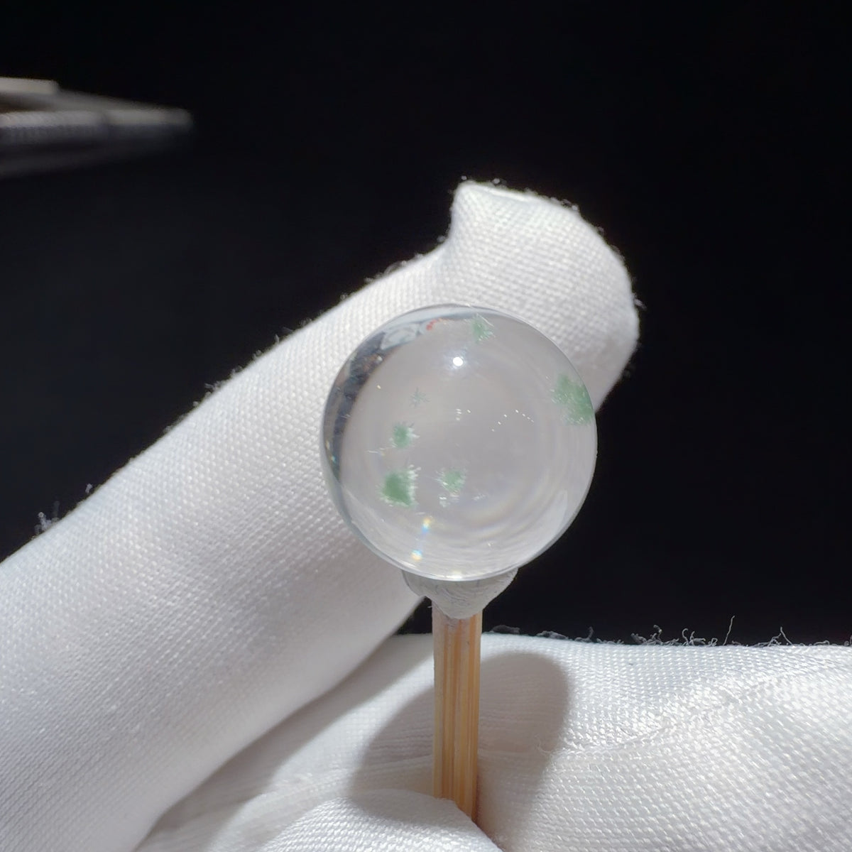 Quartz Bead with Fibrous Inclusions 12.4 mm