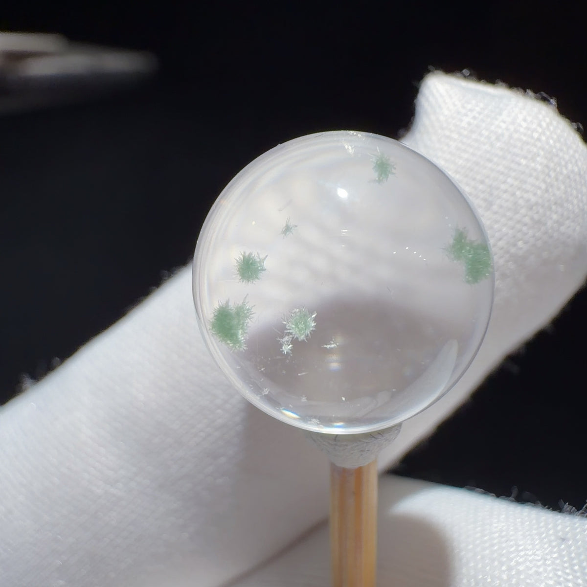 Quartz Bead with Fibrous Inclusions 12.4 mm