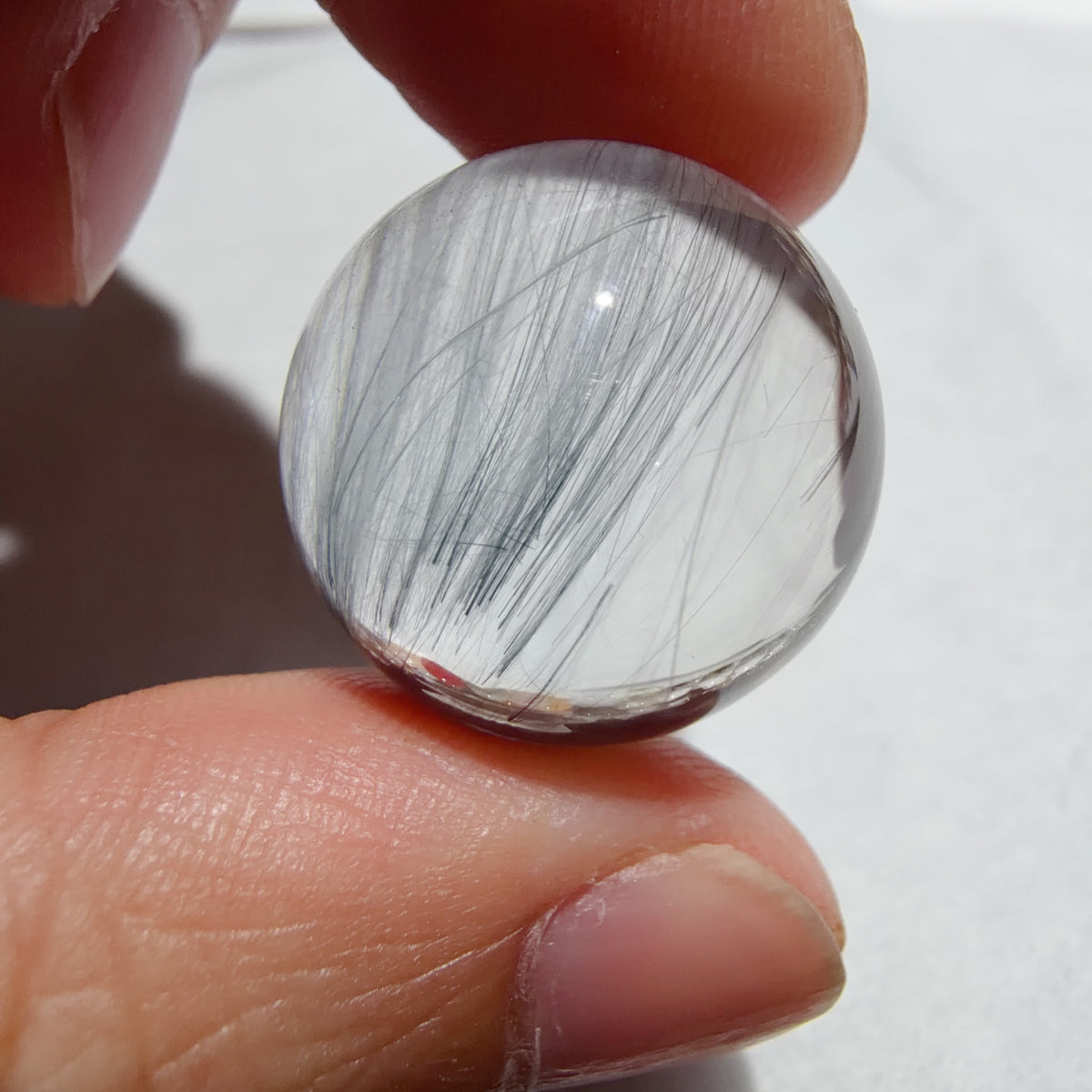 Quartz Bead with Fibrous Inclusions 20.5 mm