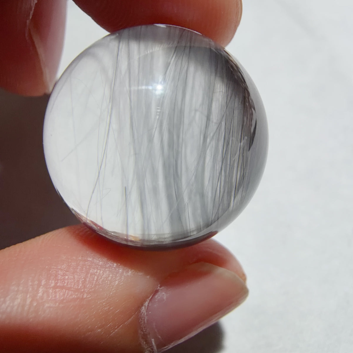 Quartz Bead with Fibrous Inclusions 20.5 mm