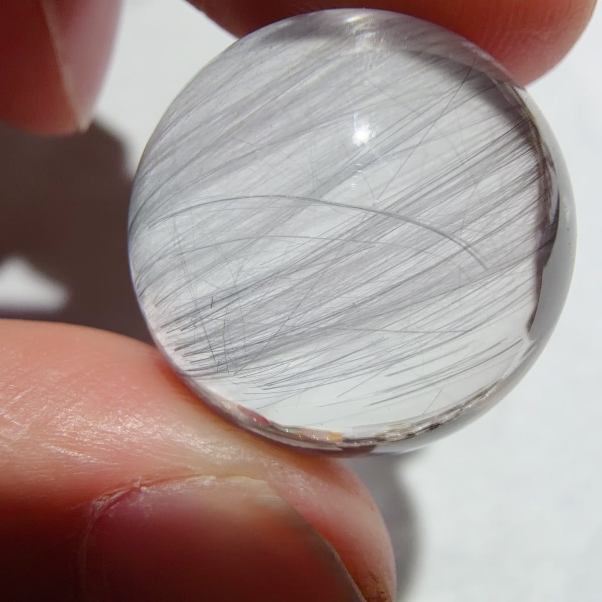 Quartz Bead with Fibrous Inclusions 20.5 mm