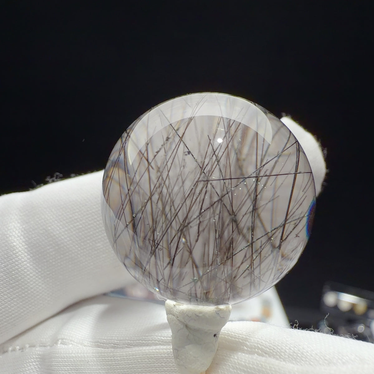 Quartz Bead with Black Fibrous Inclusions 24 mm