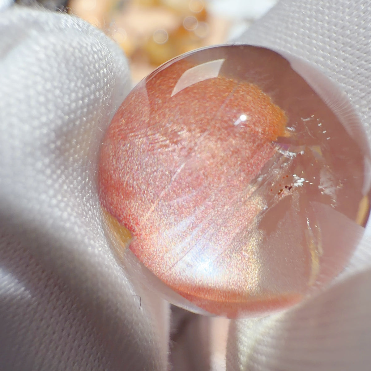 Quartz Bead with Champagne-Pink Iron Oxide Inclusions 15.7 mm