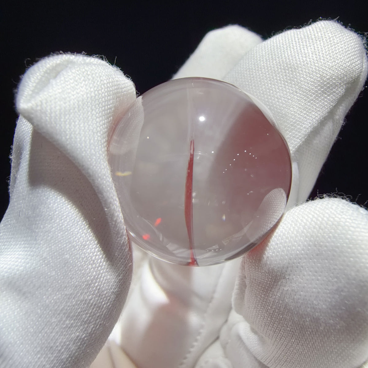 Quartz Bead with Red Iron Oxide Film Inclusions 22.4 mm