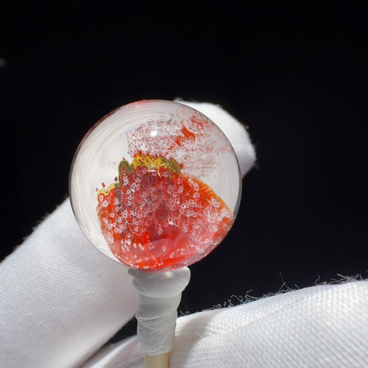 Quartz Bead with Iron Oxide Film Inclusions 17.6 mm