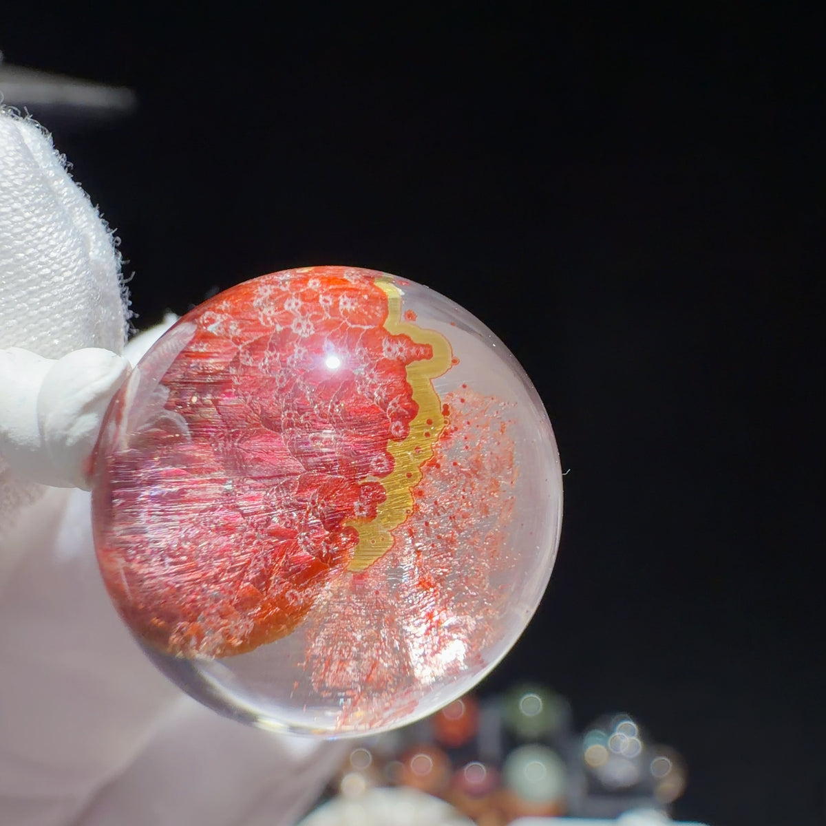 Quartz Bead with Iron Oxide Film Inclusions 17.6 mm