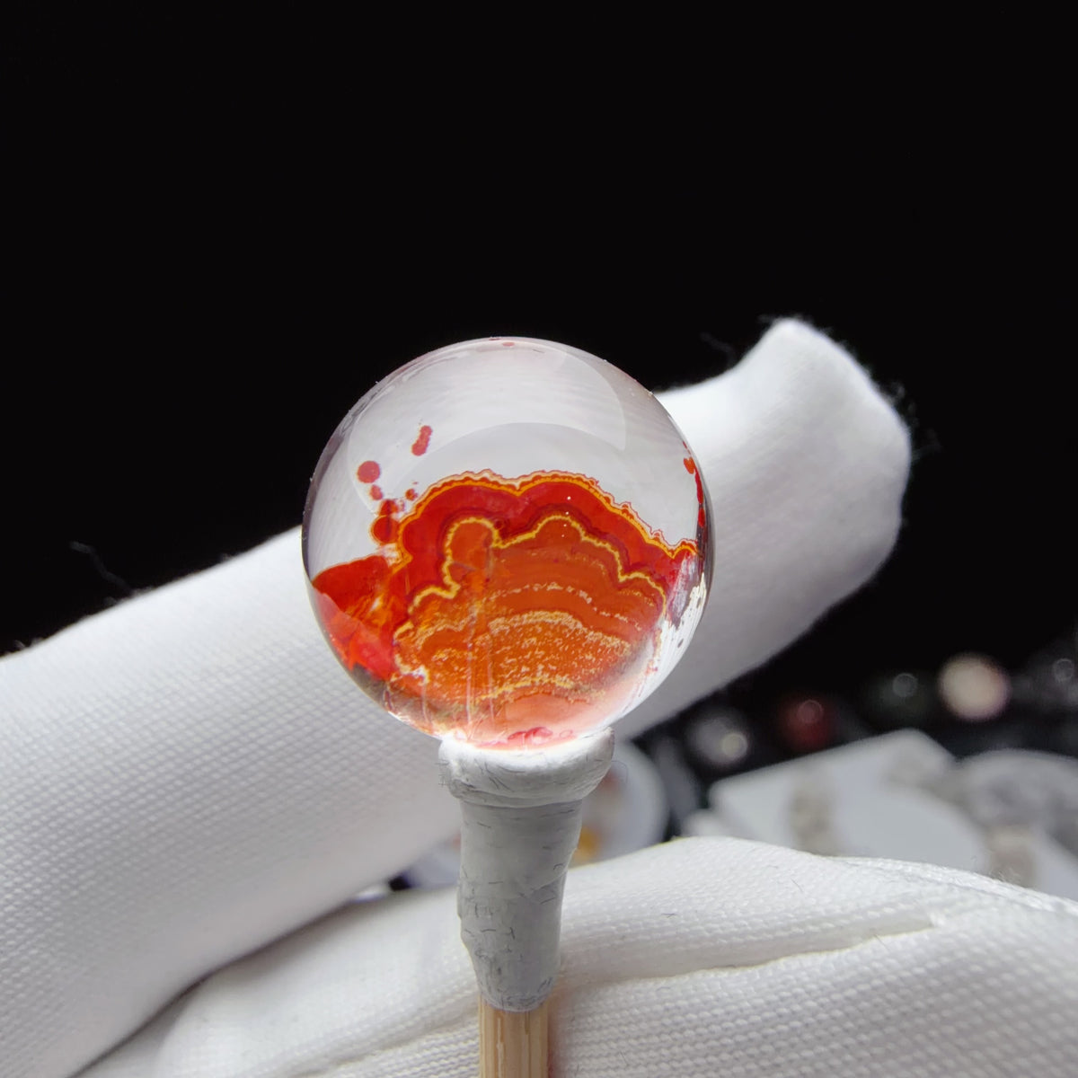 Quartz Bead with Iron Oxide Film Inclusions 14.4 mm